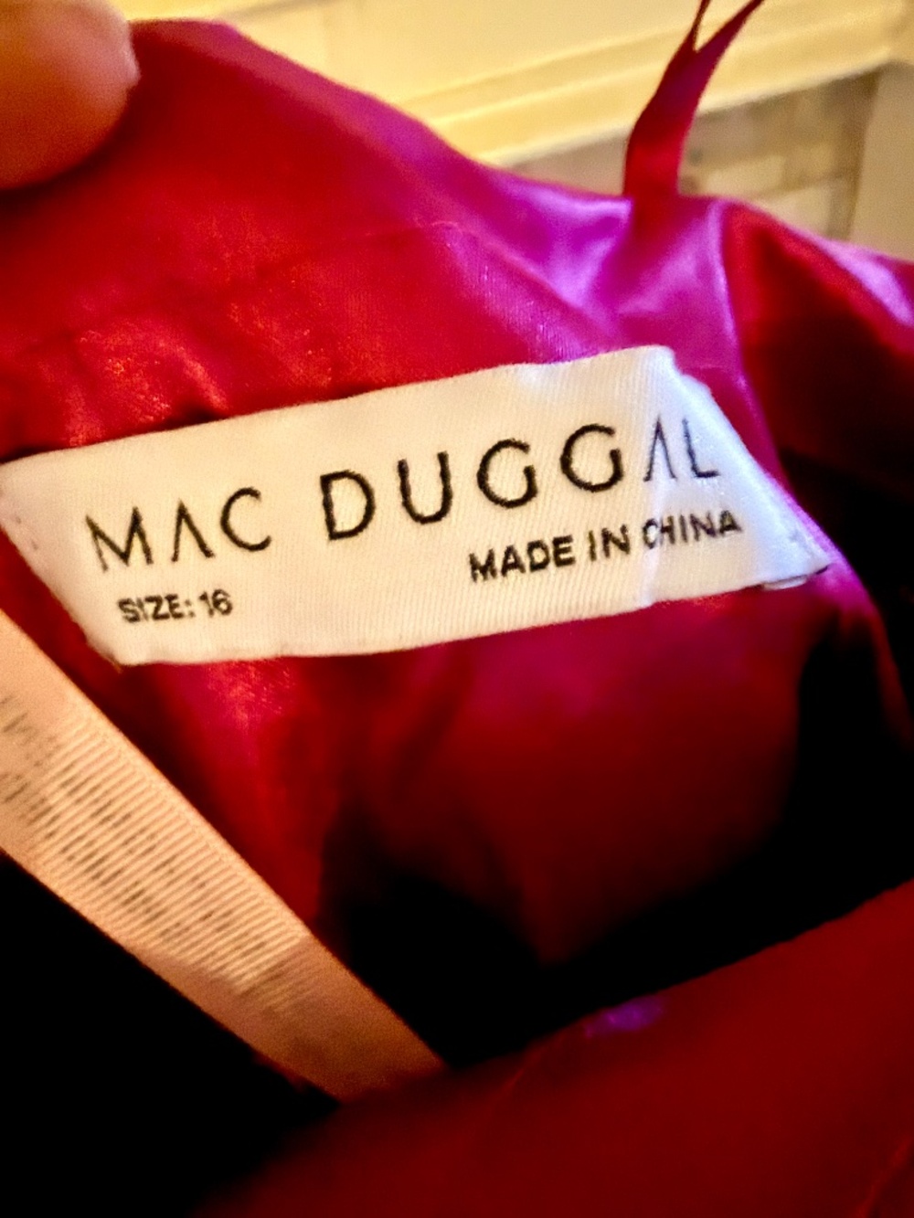 Mac Duggal Raspberry One-Shoulder Prom Gown with Thigh Slit - Picture 4 of 5